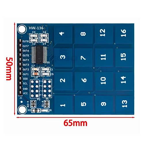 TTP229 16 Kanall Dokunmatik Tu Takm - Arduino 4x4 Keypad