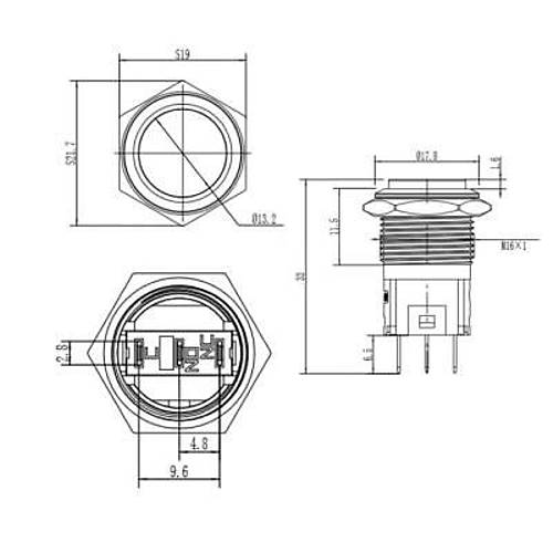 16A-G1Z 16mm kk Anahtarl Metal Buton
