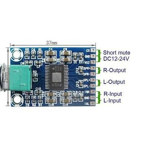 TPA3116D2 2*50W Stereo Dijital Mini Amplifikatr 12-24V DC