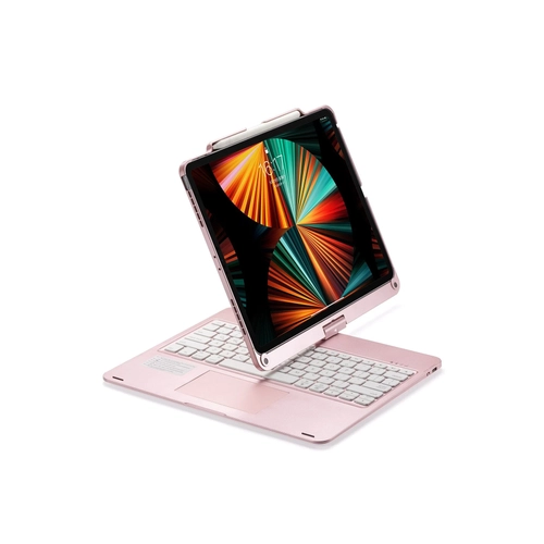 Newface iPad Pro 12.9 (2021) Klf Magic Dnen Klavyeli Tablet Klf - Pembe