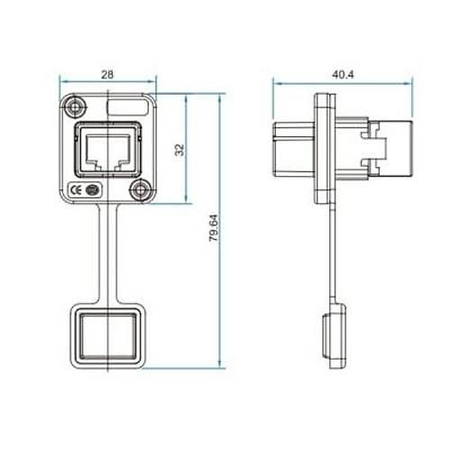 YT-RJ45-JSX-05-002 Su Geçirmez Ethernet Konnektörü - Dişi