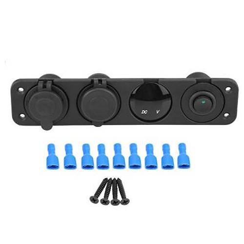 ON-OFF Yeşil Nokta Anahtarlı 2x5V USB Çakmaklık ve Voltaj Göstergeli Marine Panel