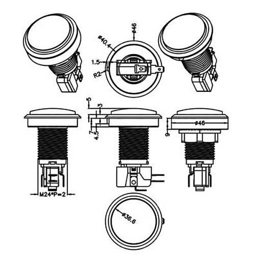46mm 12V Dz Ikl Oyun Makinesi Butonu - Beyaz