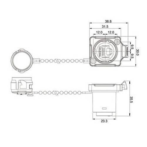 BD-24-J/RJ45/213/SX-43-201 Su Geçirmez Ethernet Konnektörü - Dişi