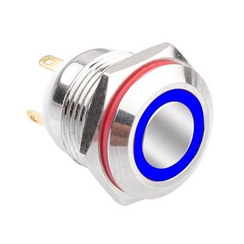 16H-P1-E 16mm Dz Yayl Ikl Metal Buton - Mavi