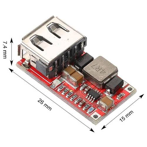 6-24V Giri - 5V 3A k DC-DC USB Gerilim Azaltc Modl %97.5 Verimlilik