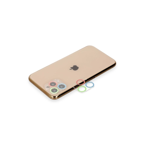 Newface iPhone 11 Pro Renkli Kamera Lens Koruma Cam - Mavi-Yeil