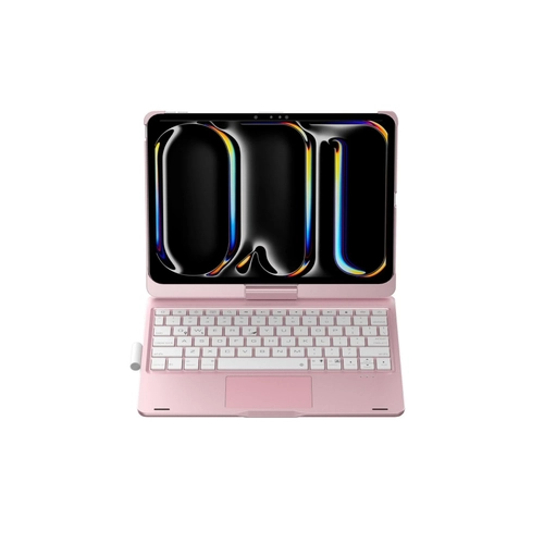 Newface iPad Pro 11 (2024) F11 ATS Klf Magic Dnen Klavyeli Tablet Klf - Pembe