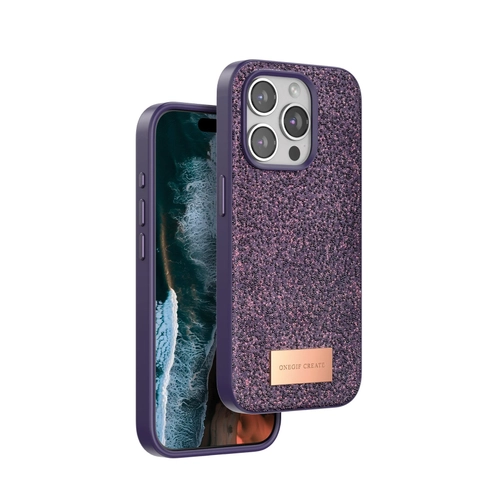 Onegif iPhone 15 Pro Bright Simli Kapak - Derin Mor