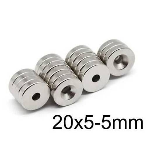 19.5X4.5-5mm Hava Delikli Neodyum Gl Mknats - Neodim Magnet