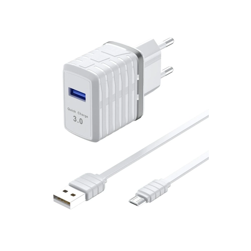 Newface C19Q 18W USB kl Ekstra USB to Micro Kablolu PD Hzl arj Cihaz - Beyaz