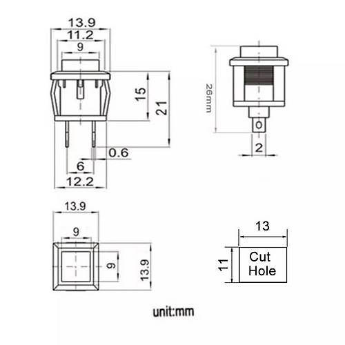 IC-180K Plastik Buton Yayl 2P PBS15B Sar