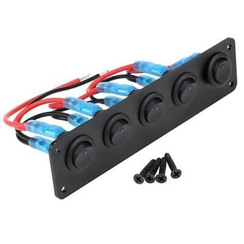5'li ON-OFF Yeil Nokta Ikl Anahtar Switch Panel 12V-24V