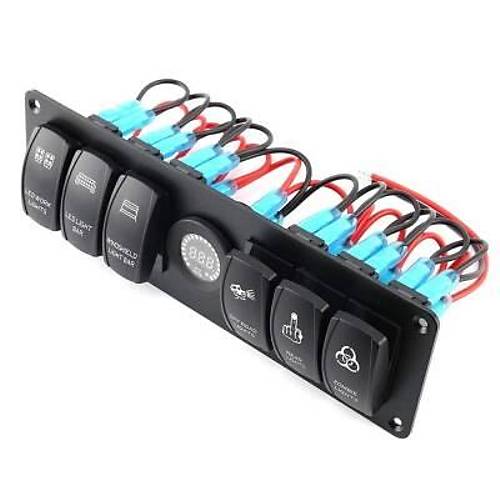 6'l ON-OFF Ikl Anahtar Switch Panel 12V-24V Voltaj Gstergeli
