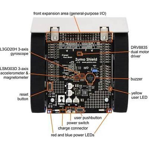 Pololu Zumo Robot Arduino Uyumlu v1.2 (75: 1 HP Motor)