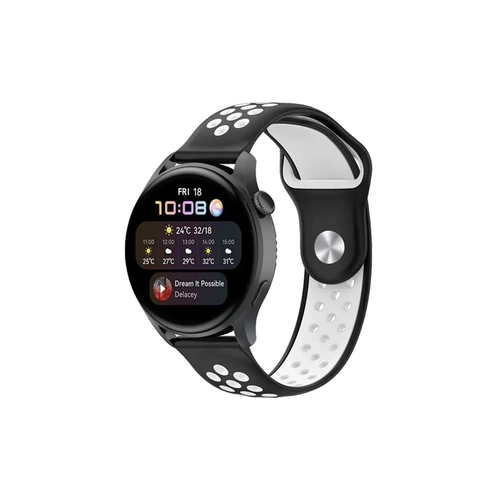 Newface Watch 22mm Spor Delikli Kordon - Siyah-Beyaz