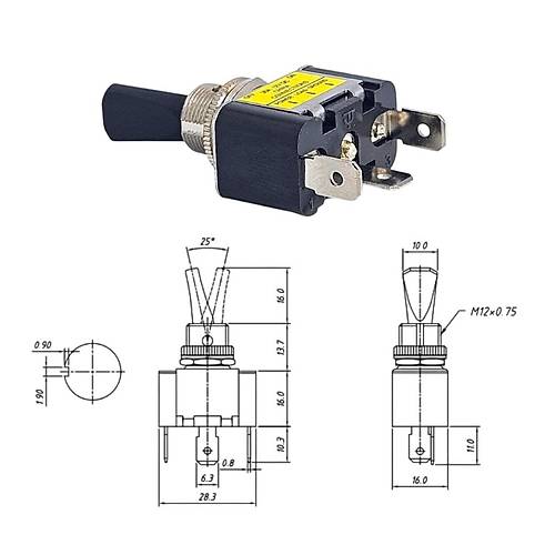 IC-151B Toggle Switch 12V 30A On-Off Ikl ASW-07D-2