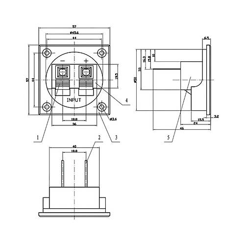 IC-249A Hoparlr Klemensi 2'li Kare Hoparlr Terminali