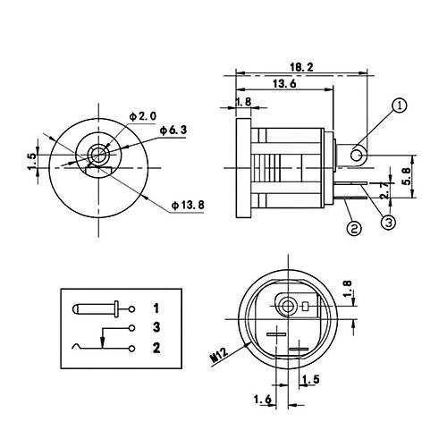 IC-257B DC Jak 2.1mm Gemeli Tip