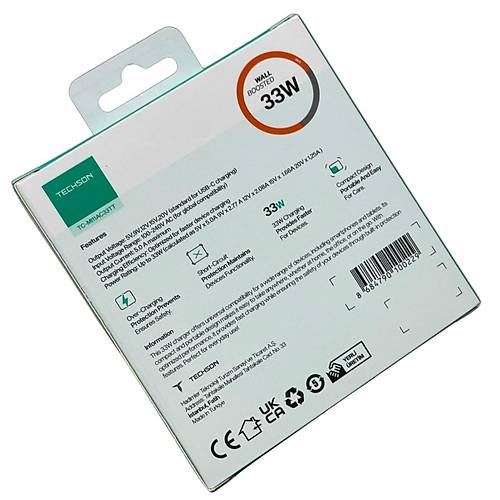 TECHSON 33W Type-C + USB arj Adaptr Kablo Seti MI11AC33TT