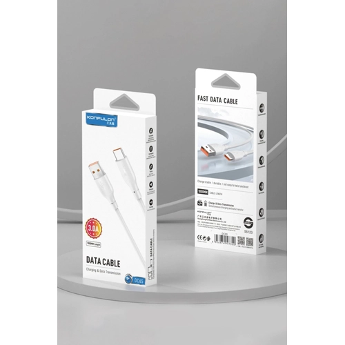 Konfulon DC65 USB to Type-C 1M 3.0A Hzl arj Kablo - Beyaz