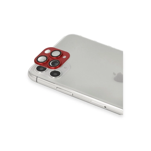 Newface iPhone 11 Pro Max Pers Alminyum Kamera Lens - Krmz