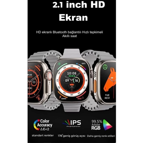Joko Ultra 8 2.1 in IPS Ekran Konuma ve NFC zellikli Akll Saat - Siyah