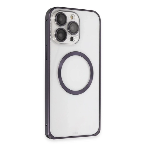 Joko iPhone 14 Pro Klf Metal Bumper Magneticsafe Kapak - Derin Mor
