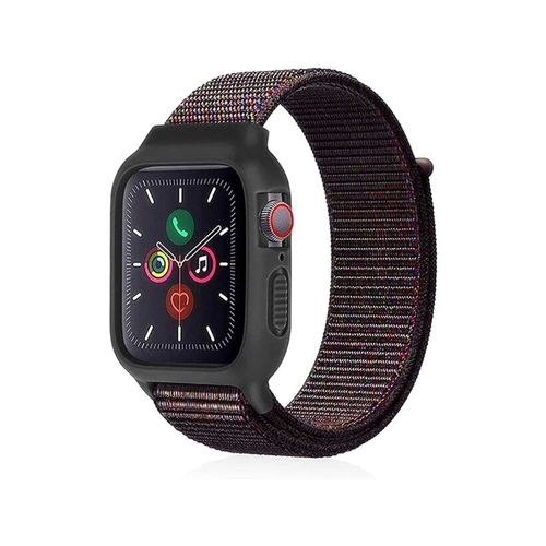 Newface Apple Watch 38mm Hasrl Crtcrtl Kasal Kordon - Siyah-Mavi