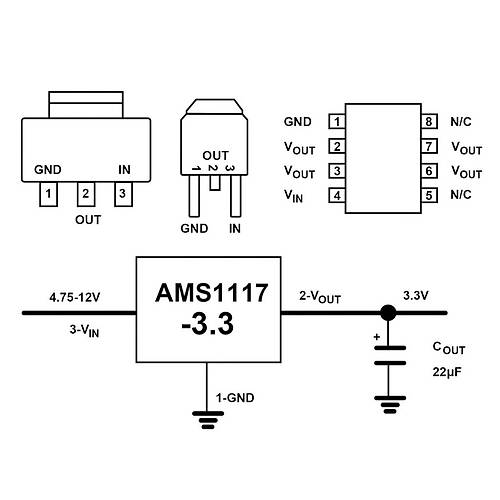 AMS1117 5V to 3.3V Step-Down G Kayna Modl