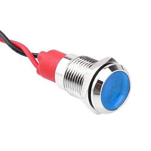 10L-P1 10mm 12-24V Kablolu Metal Sinyal Lambas - Mavi
