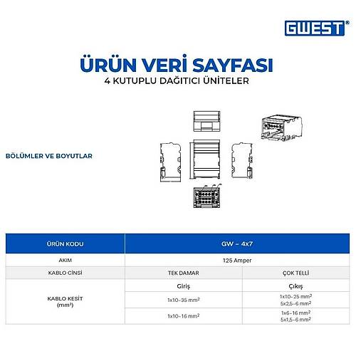 Gwest GW-4x7 4 Kutuplu 125A Girili Datc nite