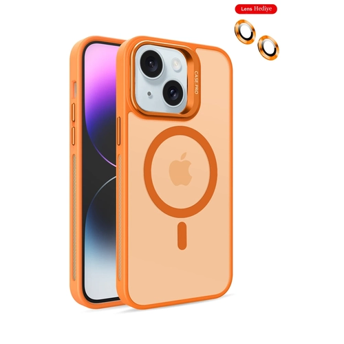 Joko iPhone 14 Klf Flet Lens Magsafe Kapak - Turuncu