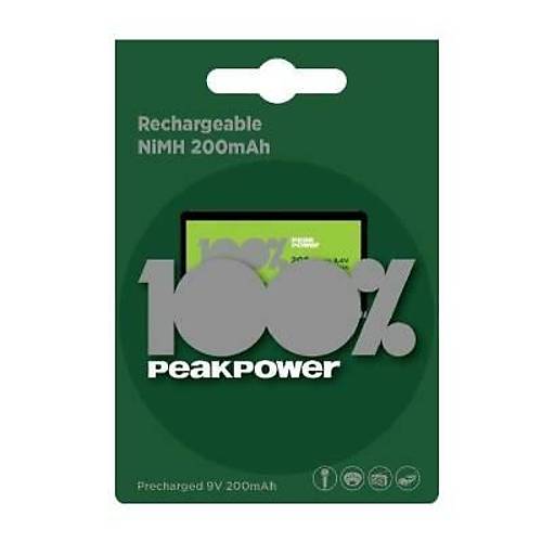 PeakPower 200mAh 9V arj Edilebilir Pil