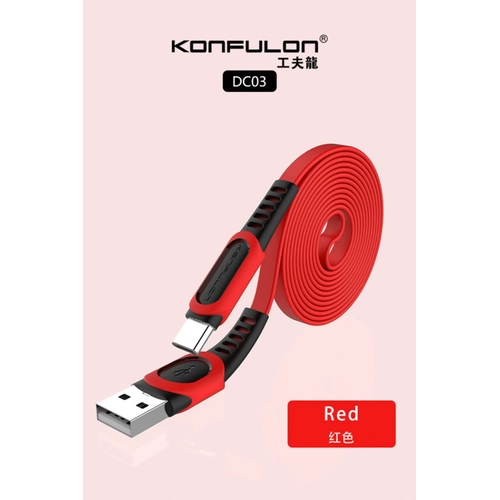 Konfulon DC03 Sper Hzl Type-C Kablo 1M 2.4A - Krmz