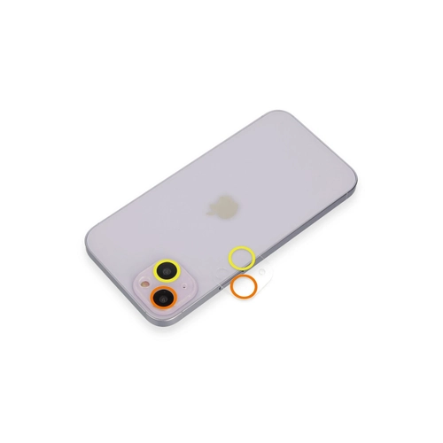 Newface iPhone 13 Mini Renkli Kamera Lens Koruma Cam - Sar-Turuncu