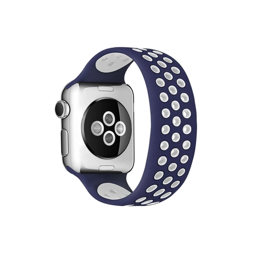 Newface Apple Watch 38mm Ayarl Delikli Silikon Kordon - Lacivert-Beyaz
