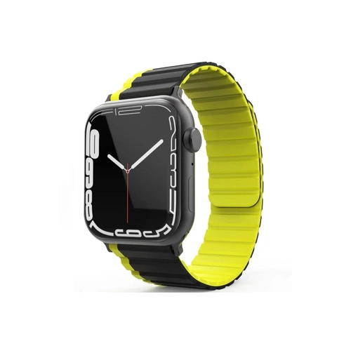 Movenchy Apple Watch 42mm MO-WB1 ift Renk Mknatsl Silikon Kordon - Siyah-Sar