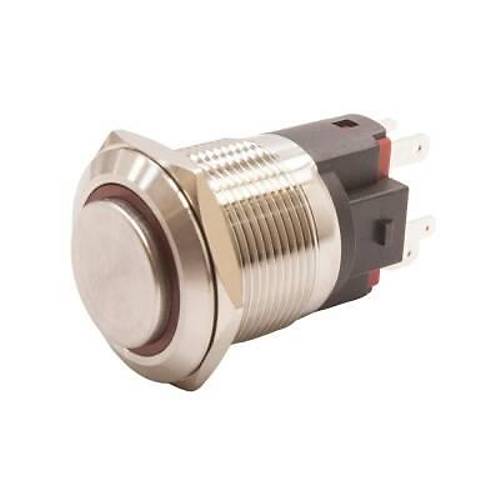 22E-G1-E 22mm kk Yayl Ikl Metal Buton - Krmz