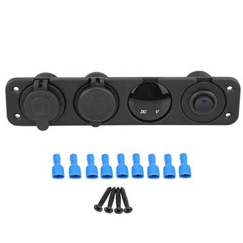 ON-OFF Mavi Nokta Anahtarlı 2x5V USB Çakmaklık ve Voltaj Göstergeli Marine Panel