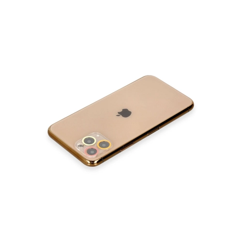 Newface iPhone 11 Pro Max Renkli Kamera Lens Koruma Cam - Turuncu-Krmz