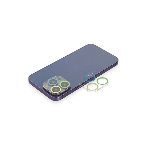 Newface iPhone 12 Pro Max Renkli Kamera Lens Koruma Cam - Yeil-Sar