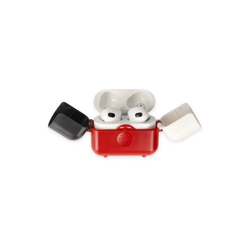 Newface Airpods 3 (3.nesil) Basmal Klf - Krmz-Siyah-Beyaz