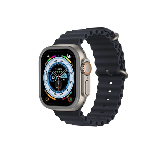 Newface Apple Watch Ultra 49mm Alminyum Kasa Cam Ekran Koruyucu - Gri