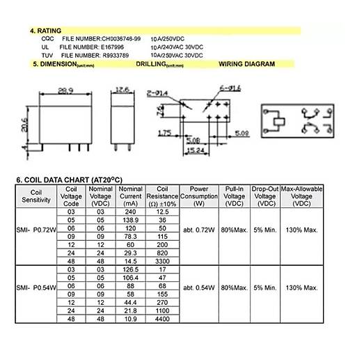 SongleSMI-05VDC-SL-2C5A 5V 8 Pin ift Kontak (HL3)