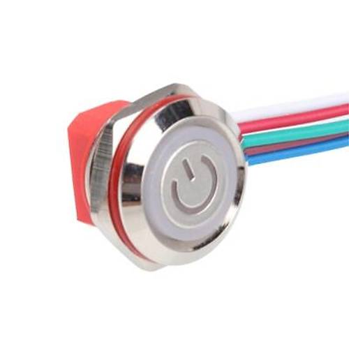 WD12C1-Wired-P1-EC 12mm Dz Yayl RGB Ikl Metal Buton - Kablolu