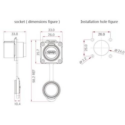 LP-24-J/HDMI2/213/SX-43-401 Su Geirmez HDMI Konnektr - Dii