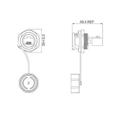 YT-RJ45-JSX-01-001 Su Geçirmez Ethernet Konnektörü - Dişi