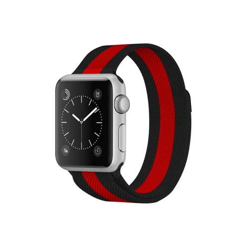 Newface Apple Watch 38mm Metal Mknatsl Kordon - Siyah-Krmz