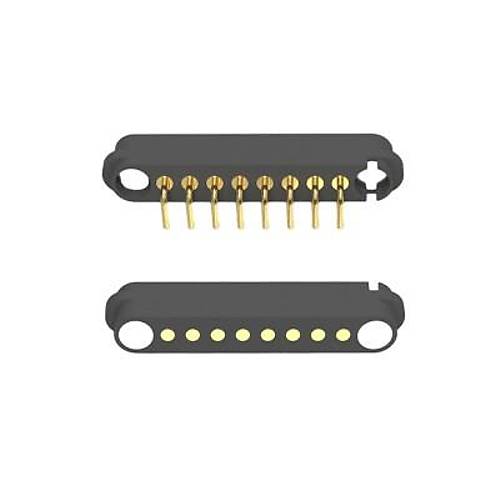 8-Pin 2.54mm 90C Pogo Pin Manyetik Konnektr Takm